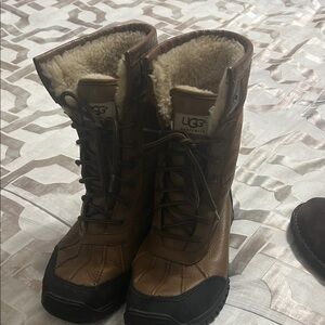 UGG Women's Tan and Black Lace-Up Boots